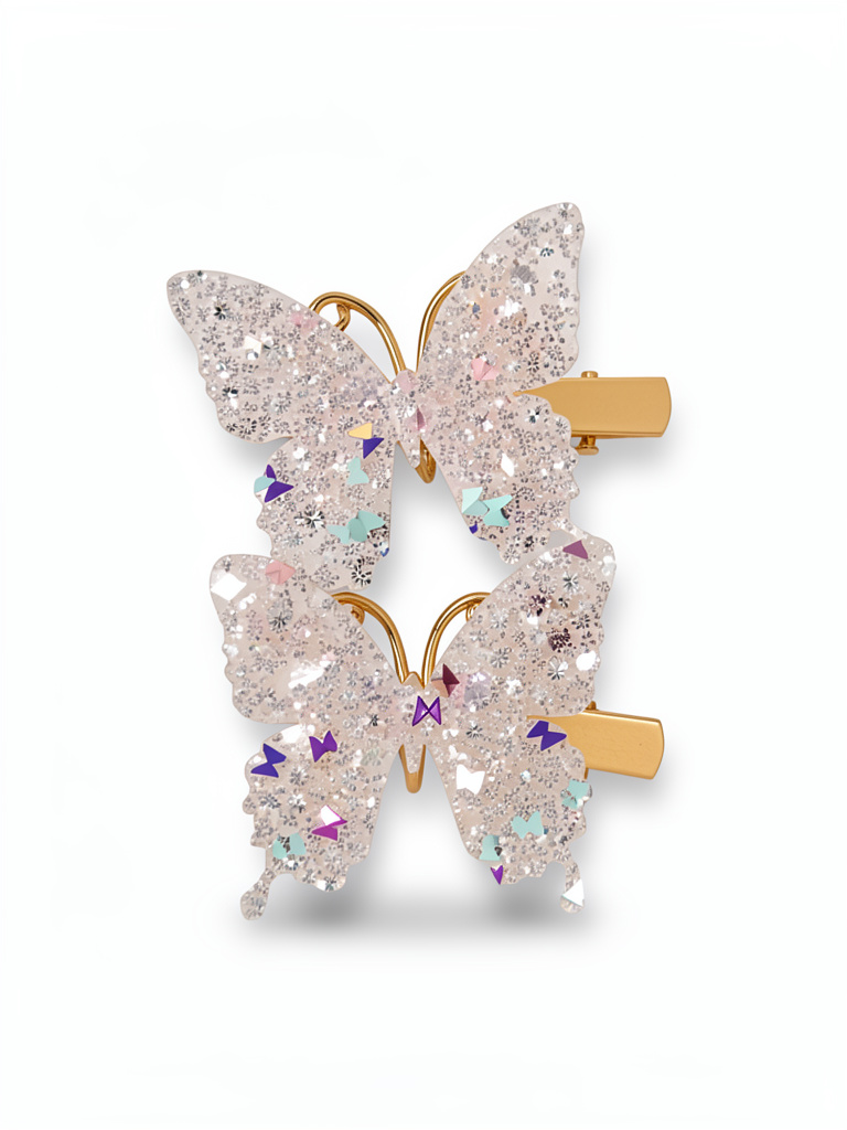 Pinzas x2 mariposa brillante