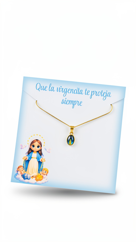 Cadena virgen tarjeta azul