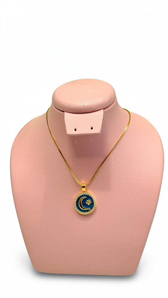 Cadena placa azul luna