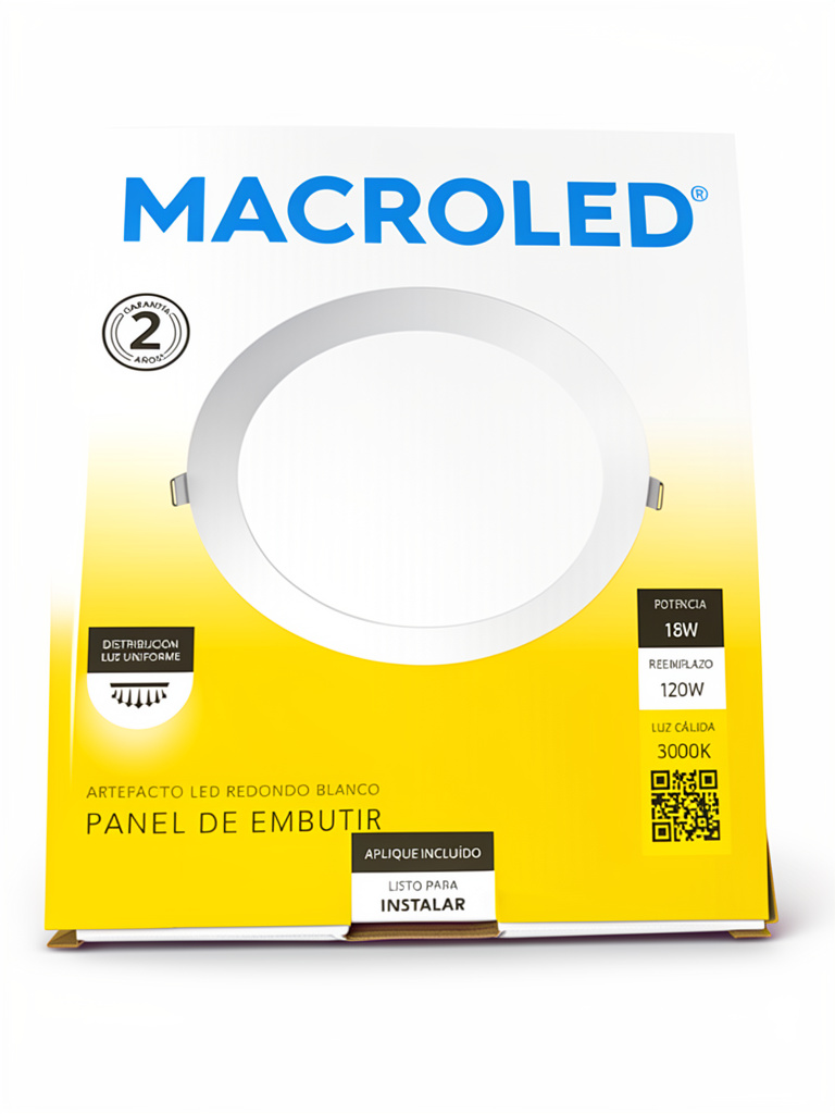 Panel embutir 18w embutir luz cálida 3000k