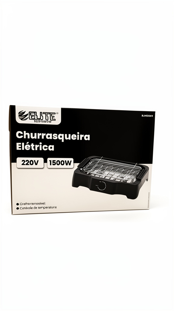 ELITE Churrasqueira elétrica preta 220V