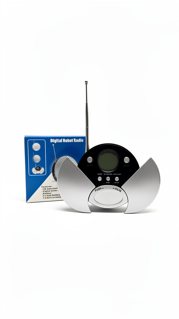 Digital Robot Radio preta e prata