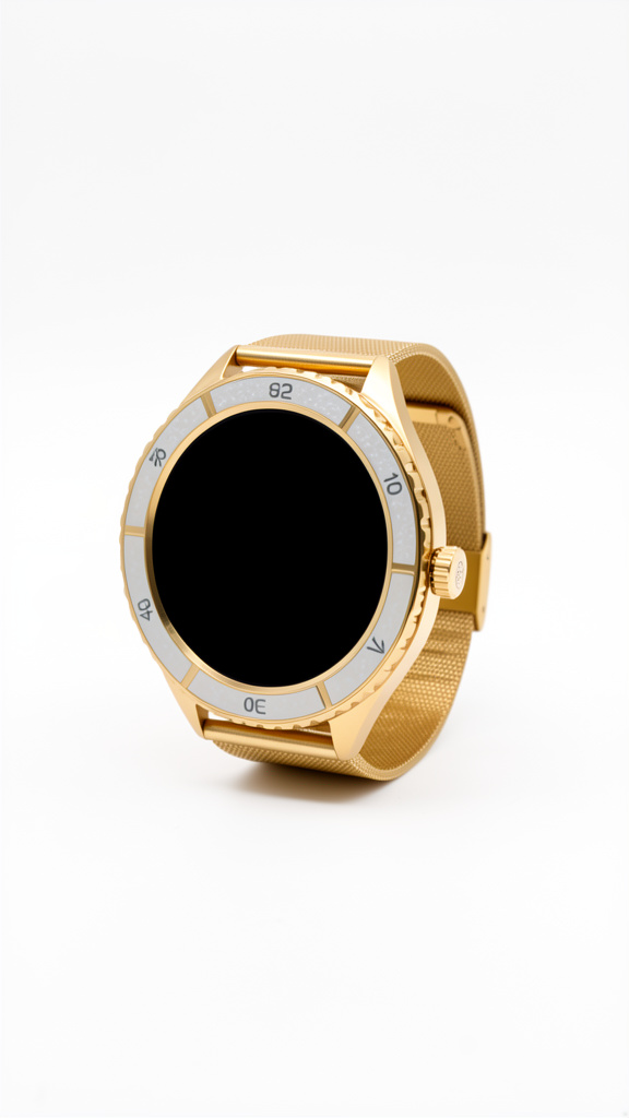 Smartwatch dourado genérico com 3 pulseiras e 1 bracelete