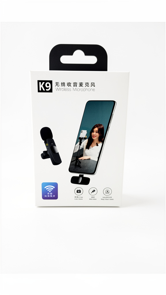 K9 microfone sem fio preto