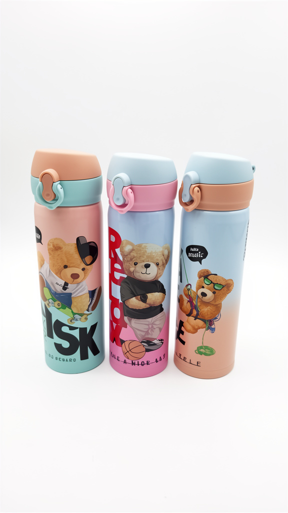 Garrafa térmica urso colorida