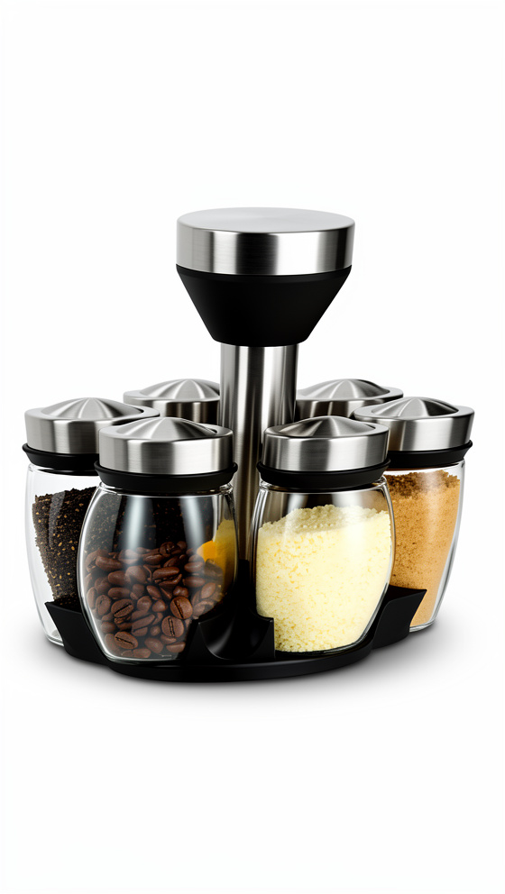 CONDIMENTEROS JIRATORIO DE CRISTAL x 7 PCS.