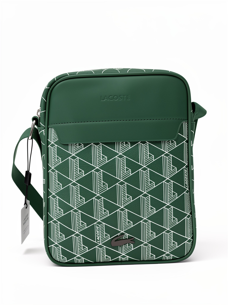 BOLSA LACOSTE VERDE/BLANCO ESTAMPADO