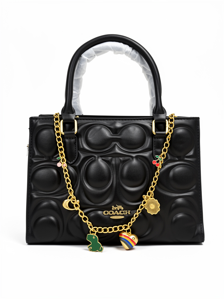BOLSA COACH NEGRA DE MANO C/CADENA