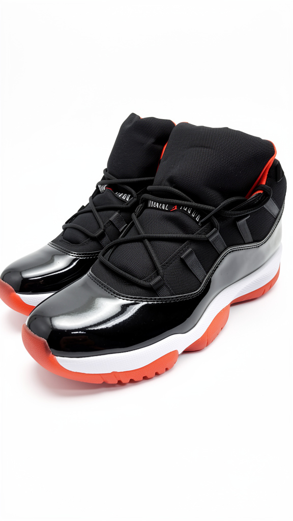 JORDAN J11 NEGRO CHAROL SUELA BLANCO ROJO #5.5