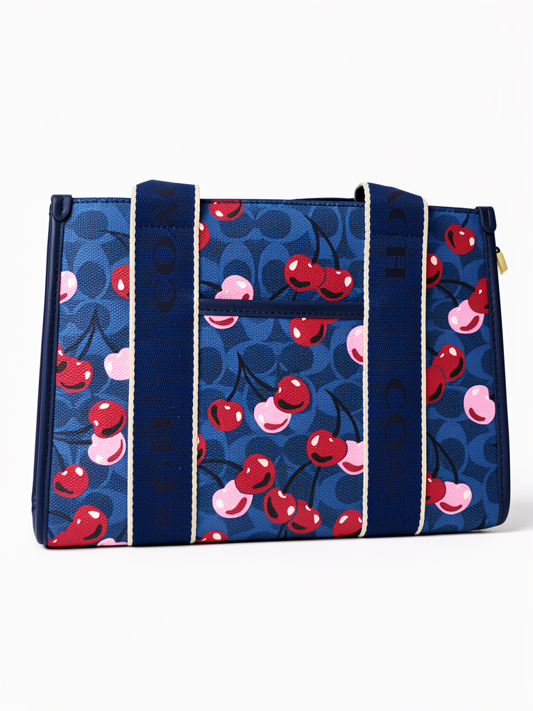 BOLSA COACH AZUL ESTAMPADO CEREZA