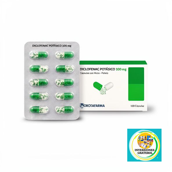 Pastillas Diclofenac potasico 100 mg detallada