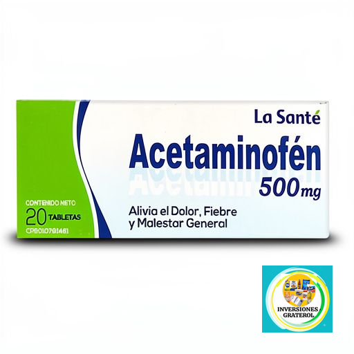 Pastillas Acetaminofén 500mg detallada