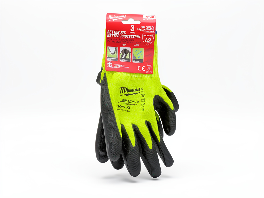 3 pairs high visibility cut level 2 polyurethane dipped gloves
