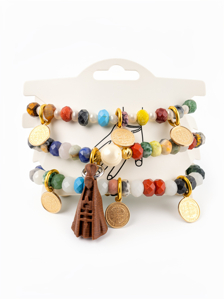 Set de pulseras de agatas facetas con Vallita y San Benito