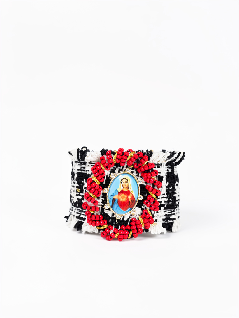 Brazalete bordado a mano dije Virgen Inmaculado corazon de Maria