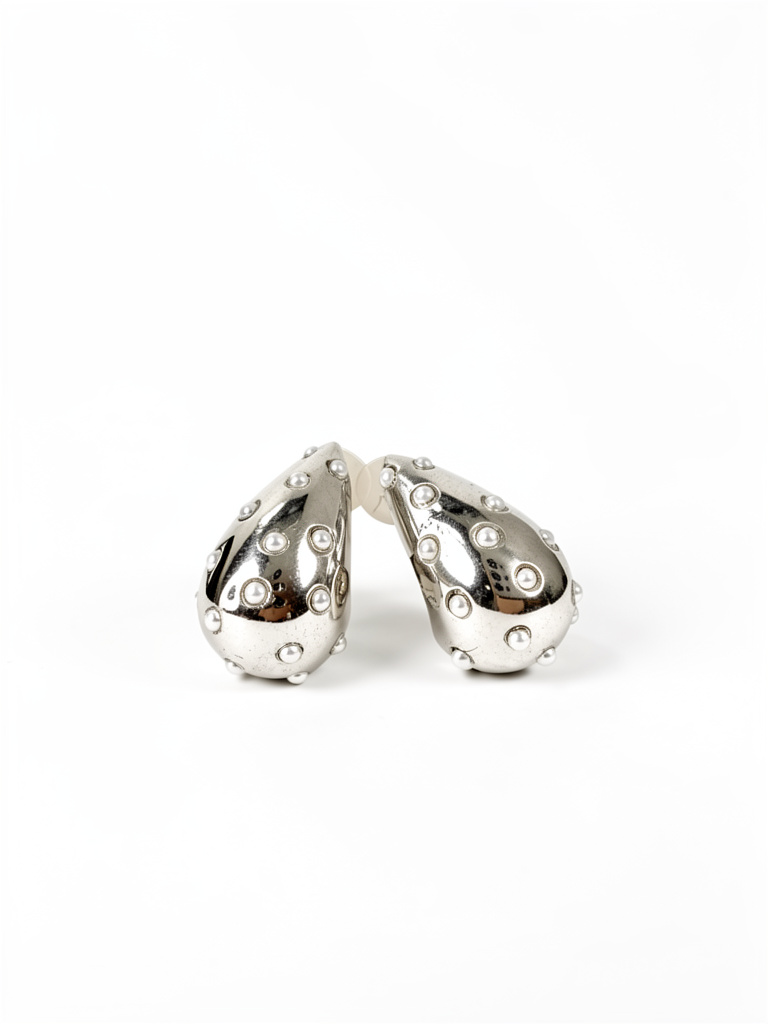 Maxi gotas plateadas con perlas
