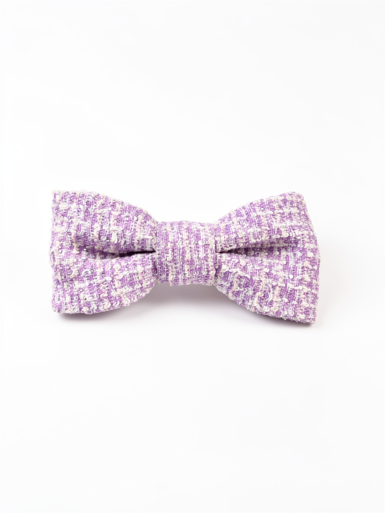 Mini lazo tweed lila con tonos crema y blanco