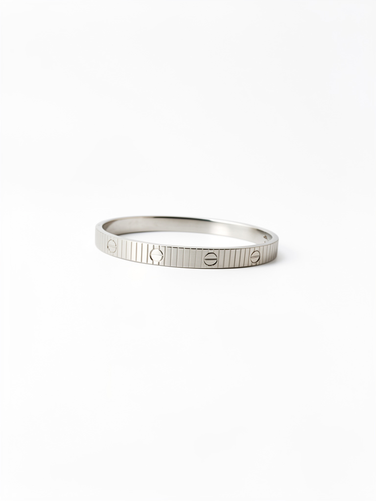 Brazalete tipo cartier plateado