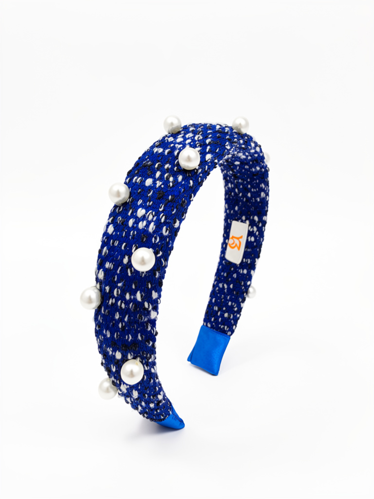 Diadema tweed azul rey von perlas