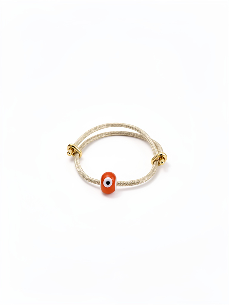 Pulsera ajustable con ojo turco naranja en baño 18k