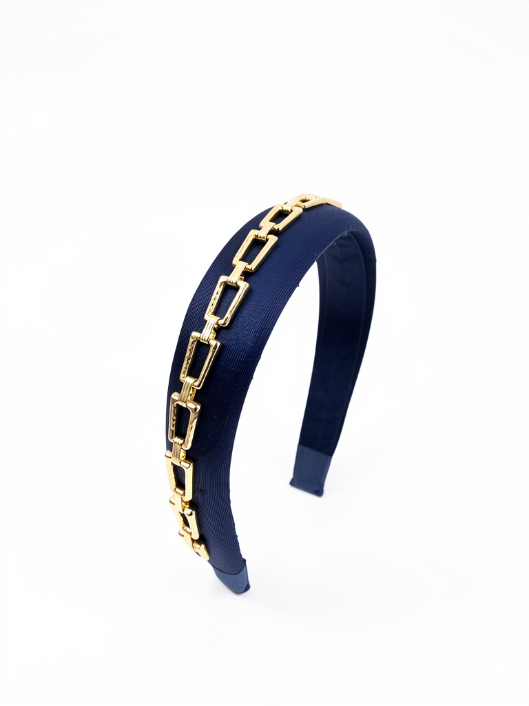 Diadema azul marino com cadena
