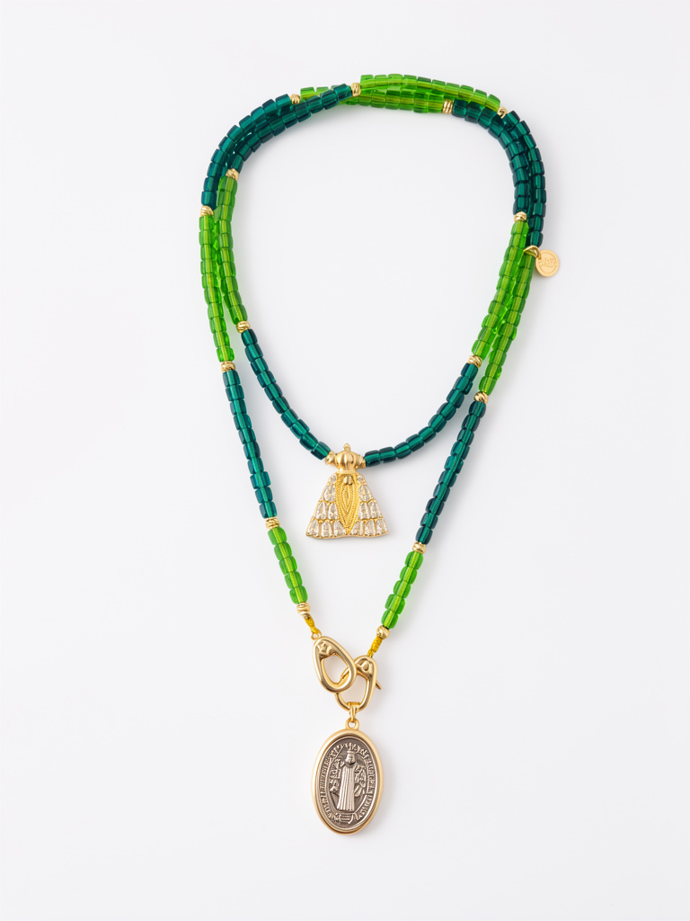 Collar versatil se puede usar de collar doble o pulsera dijea Virgen Del Valle y San Miguel Arcángel