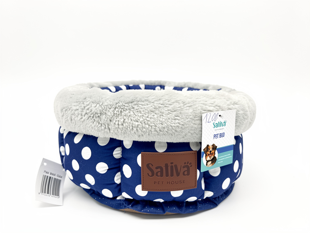 Sativa cama para mascota azul lunares
