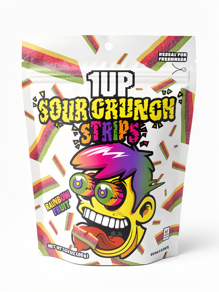 1UP Sour Crunch Strips Rainbow Fruit