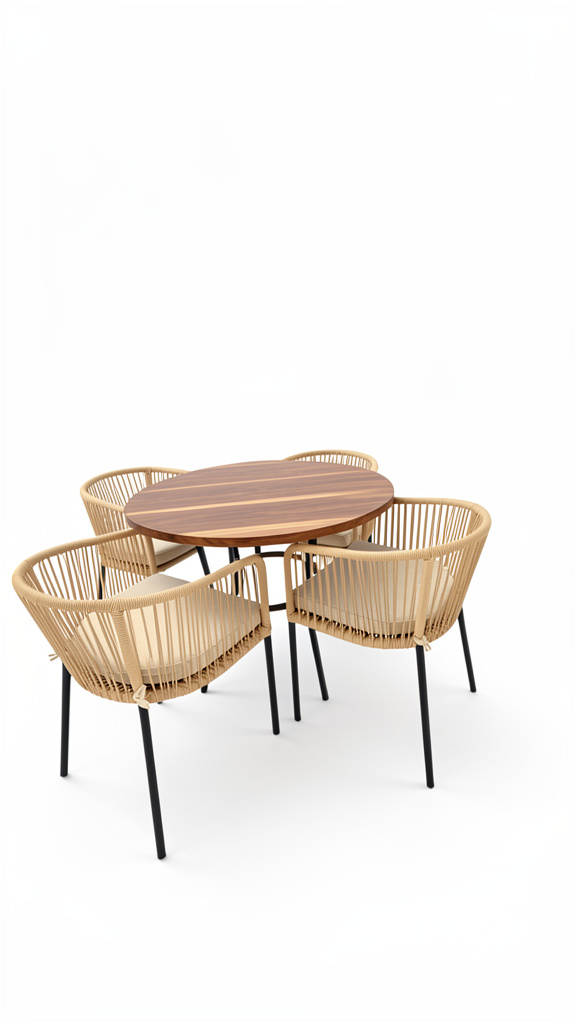 Comedor Exterior 4 Puestos + Cojin Silla Color a elegir Tejido Pvc