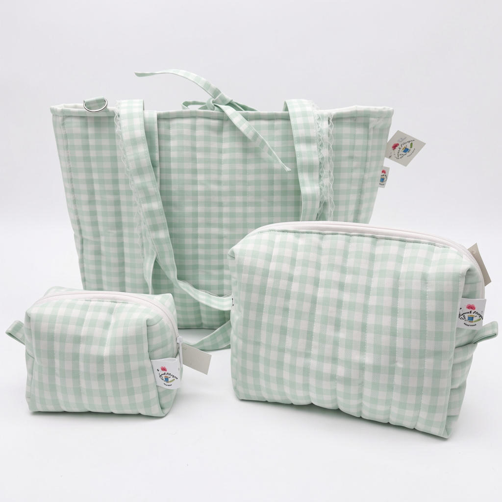 Pack Tote Bag - Lemon Vichy - 3 Piezas
