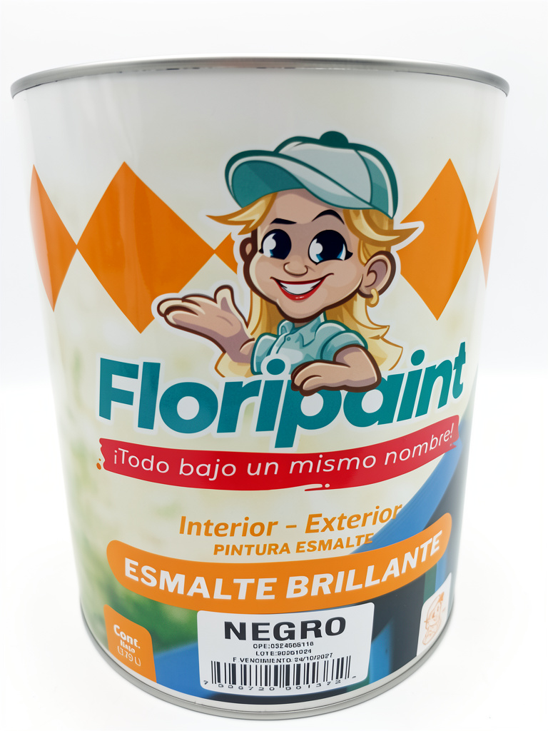 Negro Esmalte Brillante Galón Floripaint