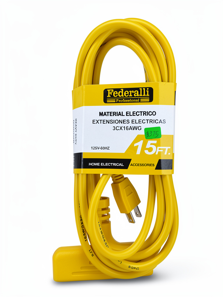 EXTENSION CON REGLETA AMARILLA 15 FT