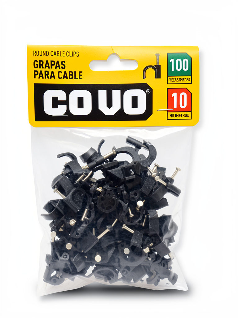 Covo grapas para cable negras 10mm