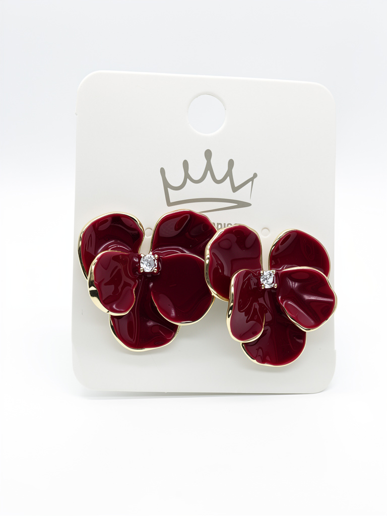 Aretes flor vinotinto
