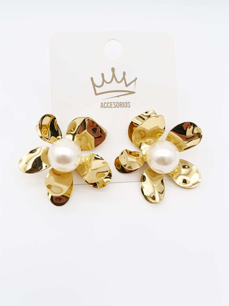 Aretes flor con perla mi2k