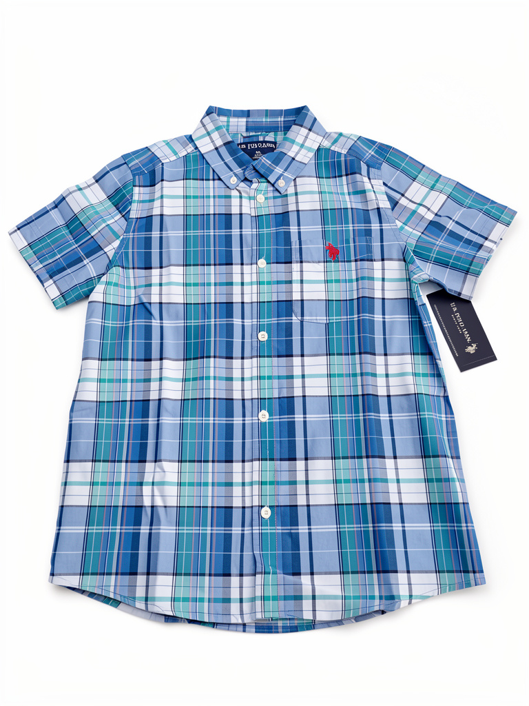 US Polo Assn camisa cuadritos azul juvenil talla XL