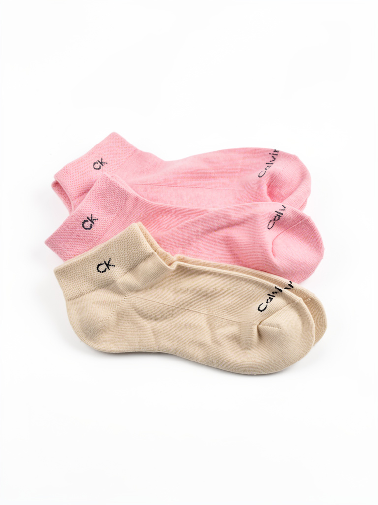 CK medias tobilleras rosa y beige