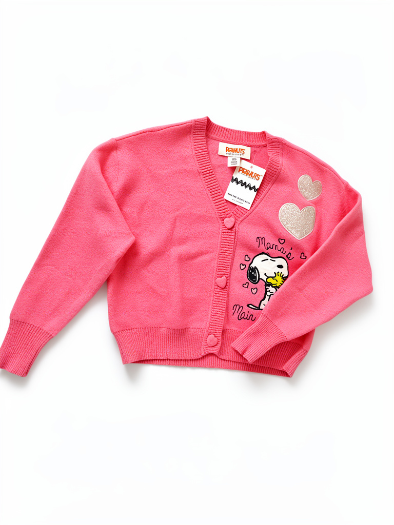 Peanuts cardigan rosado