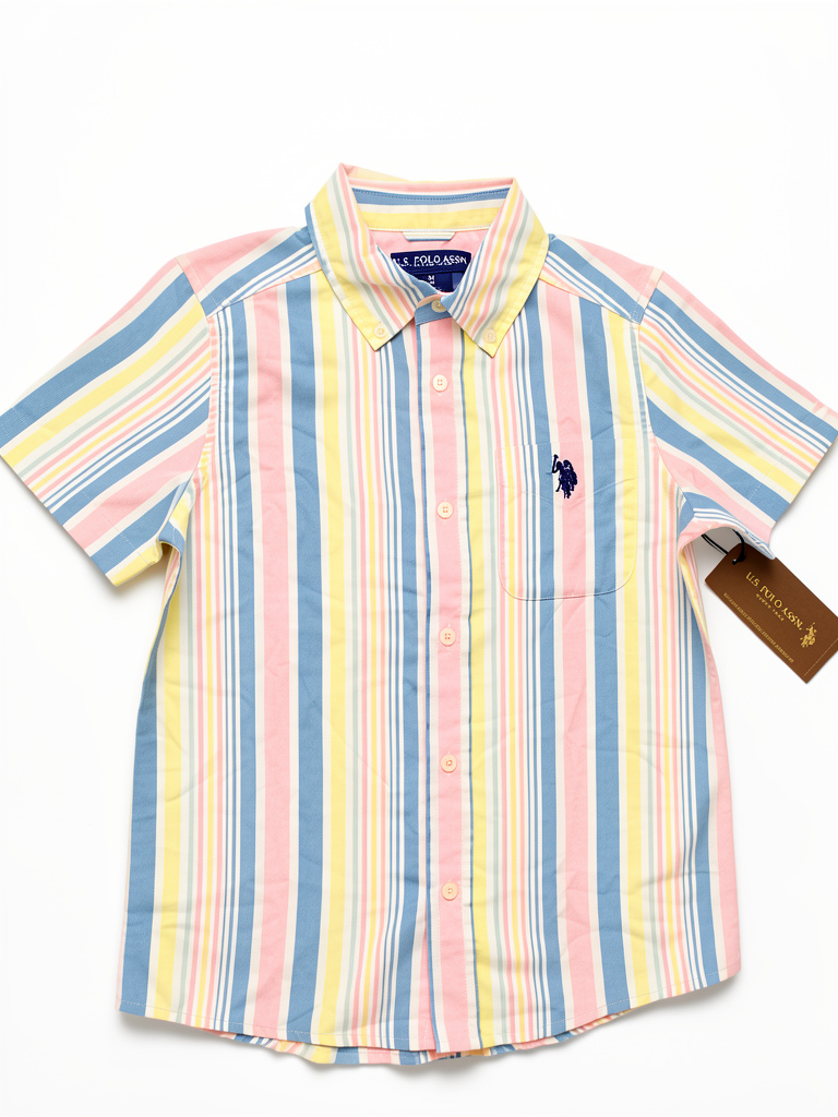 U.S. Polo Assn. camisa rayas pastel juvenil talla M