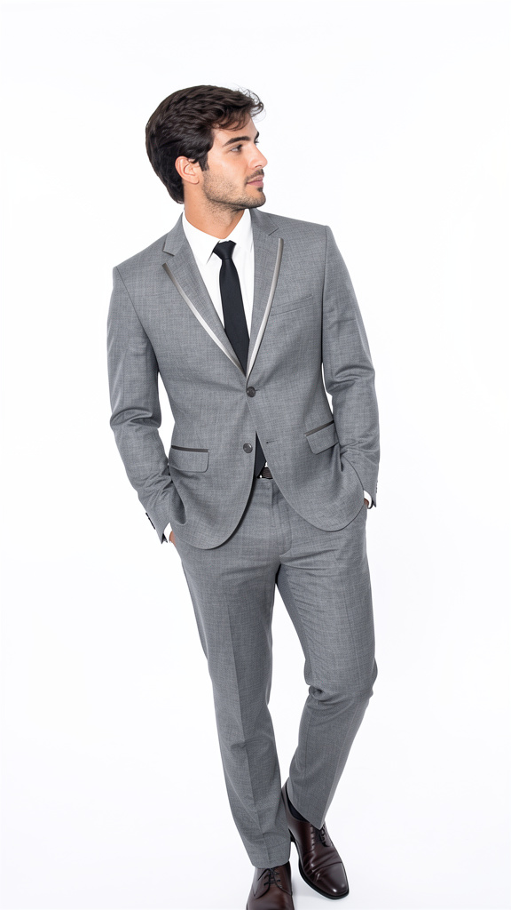 Traje gris ribete
