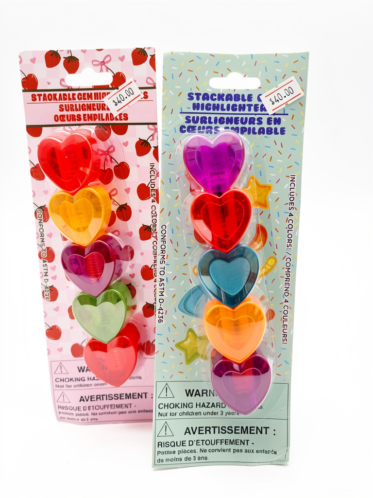 Paquete de 5pz de marcatextos ien forma de corazon