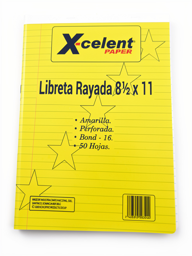 Libreta rayada Amarilla y Blanca 8 1/2 x 11