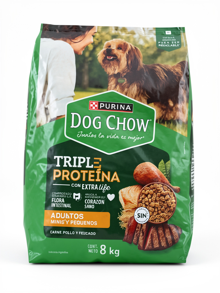 Dog Chow Triple Proteina Adulto Min/Sml. 8 Kg.