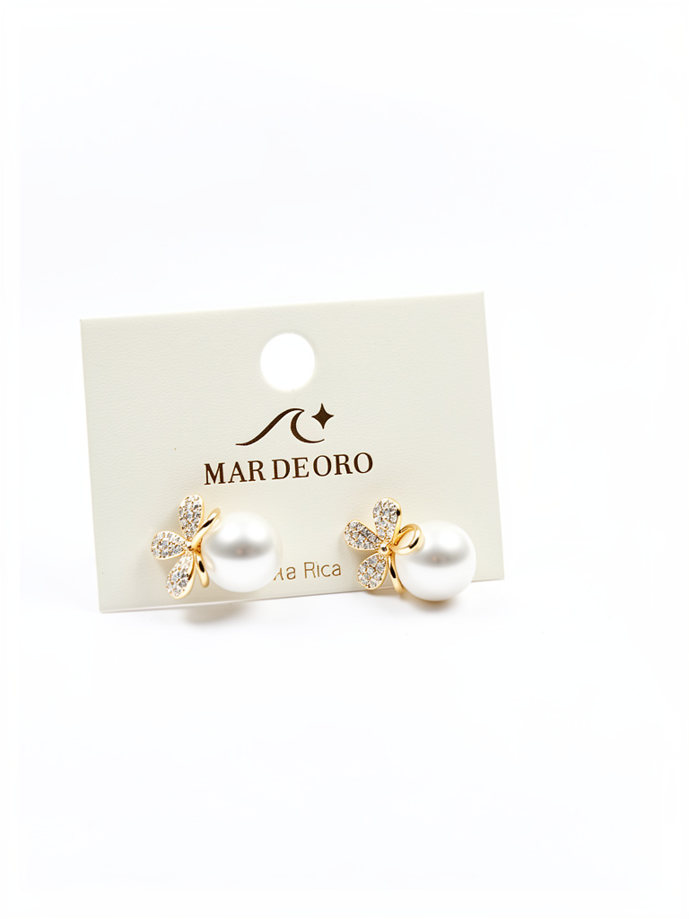 Aretes pelotita con florcita