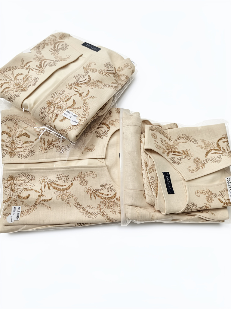 Set nude de lino con pantalón beige