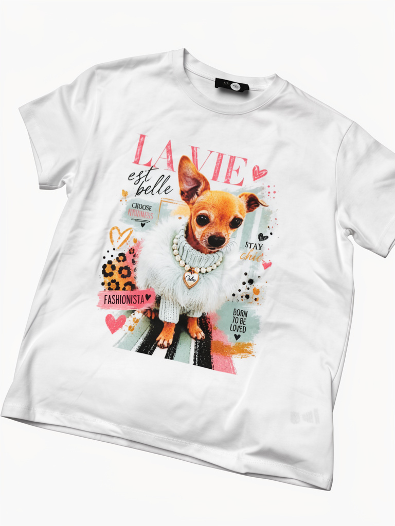 Blusa de perrito blanca la vie