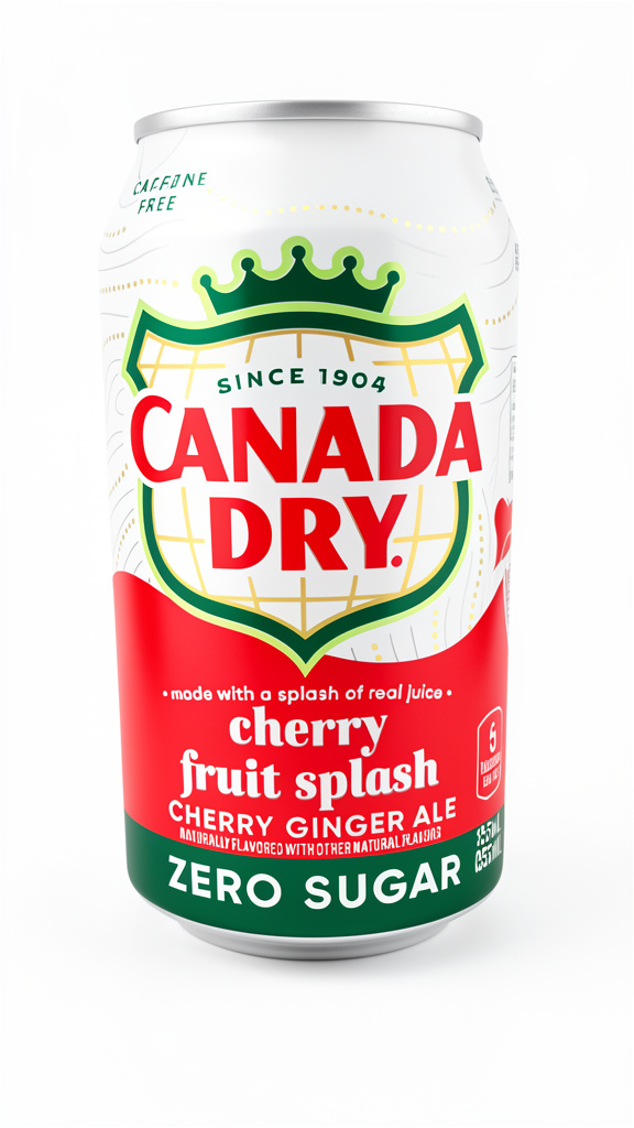 SODA CANADA DRY CHERRY FRUIT SPLASH ZERO SUGAR 355ML