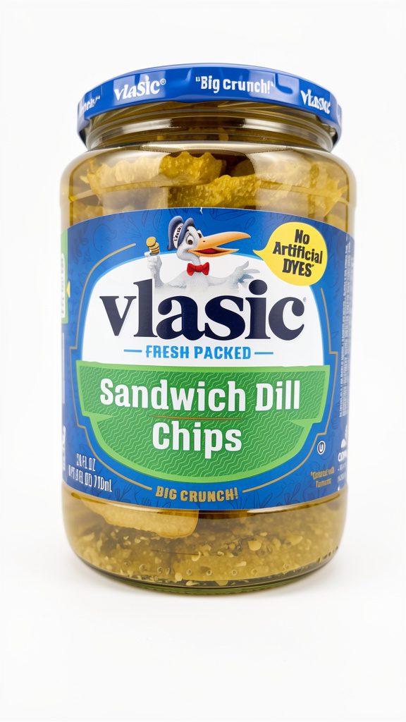 PEPINILLOS VLASIC SANDWICH DILL CHIPS 710ML