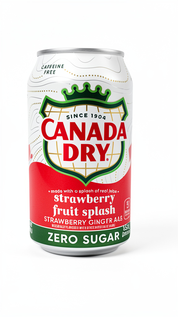 SODA CANADA DRY STRAWBERRY FRUIT SPLASH ZERO SUGAR 355ML