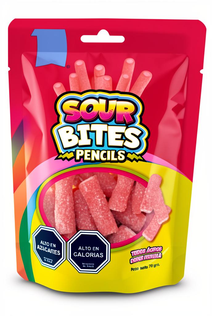 GOMITAS TURBO ÁCIDOS SABOR FRUTILLA SOUR BITES PENCILS 70GR